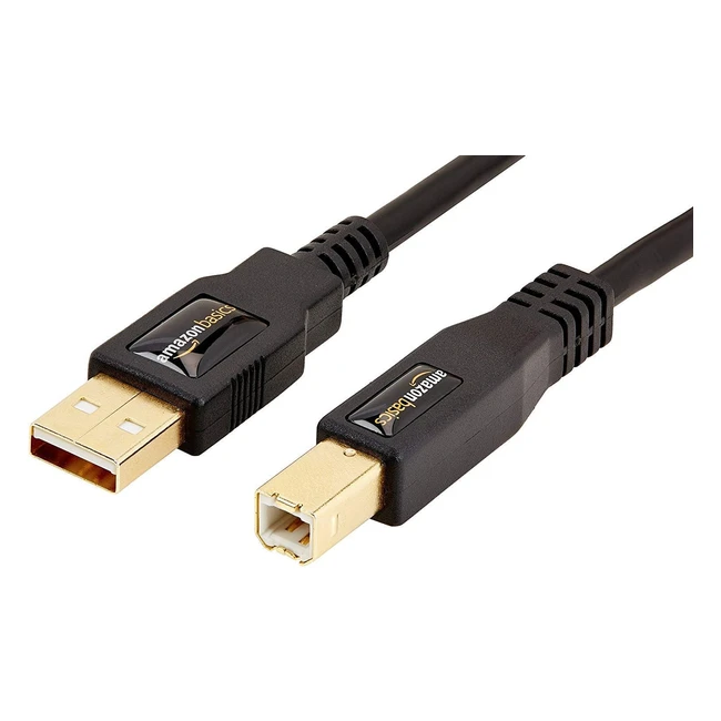 Amazon Basics USB 2.0 Kabel, 3m, Schwarz, Typ A auf Typ B, Vergoldete Anschlüsse