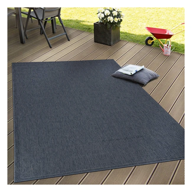 Tapis plat tissé Paco Home intérieur/extérieur - Look naturel bleu marine - 80x150 cm