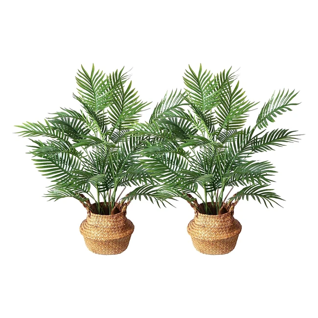 28in Tall Fake Palm Tree Plants - Set of 2 - Perfect Housewarming Gift - SoGuyi
