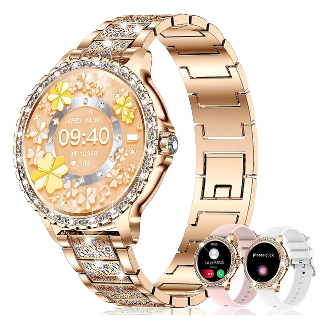 Diamonds AnswerMake Call Smart Watch for Women - Ref. 132 - Heart Rate & Sleep Monitor