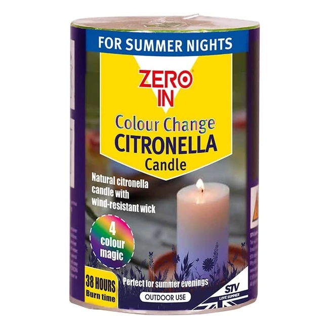 Buzz Citronella Colourchange Pillar Candle - Heat Activated LED - Garden Use