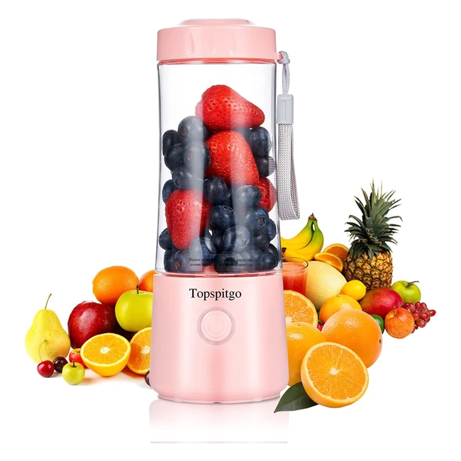 Mini USB Blender 400ml - Portable Smoothie Maker with 6 Blades - Pink