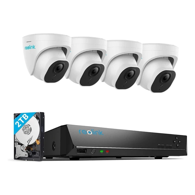 Caméra de surveillance extérieure Reolink 4K avec détection de personne et véhicule - Kit vidéo surveillance 8CH 2To NVR et caméra IP PoE 4x 8MP - Vision nocturne 30m avec audio RLK8800D4