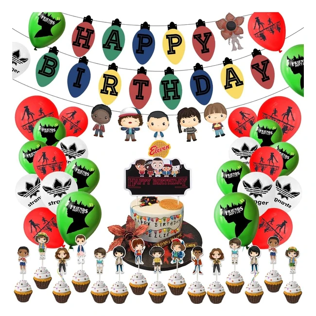 Vercico Eleven Themed Birthday Party Supplies Set - Happy Birthday Banner, Cake Topper, Cupcake Toppers, Balloons