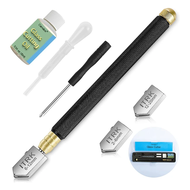 Upgrade Glass Cutter 2mm-20mm | Premium Carbide Tip | Oil Feed | Mirror/Tile/Mosaic