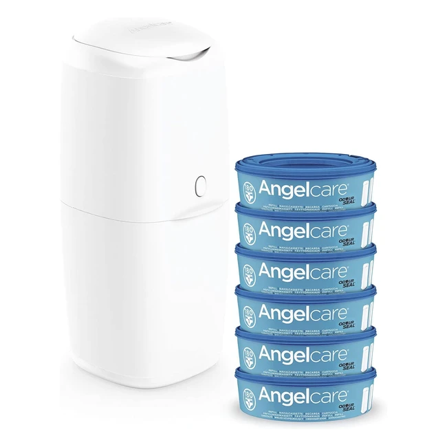 Angelcare Nappy Disposal System with 6 Refills - Odour Seal Technology Hygienic