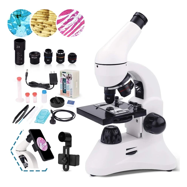 Microscope uscamel 40x2000x pour enfants, étudiants et adultes - Professionnel pour l'enseignement de la biologie à domicile et en laboratoire