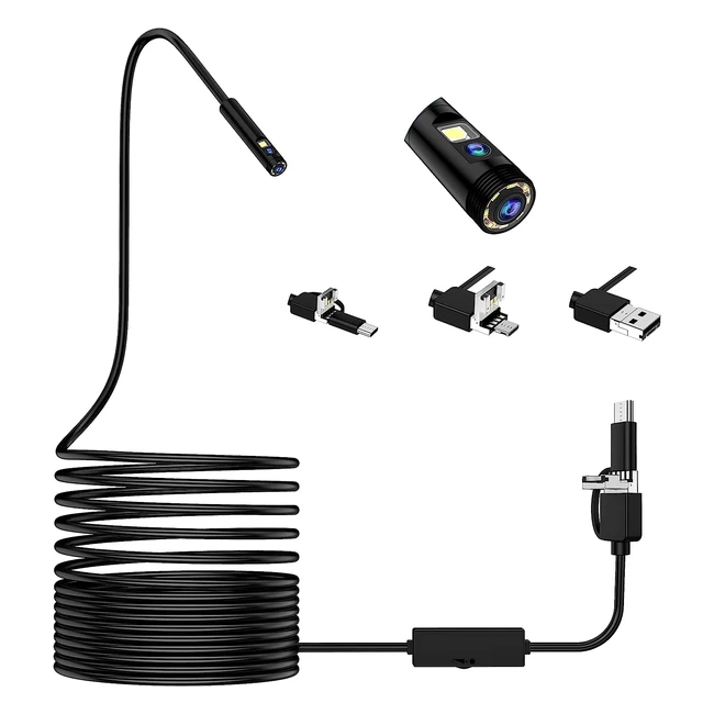 Endoscopio Lightswim 3 en 1 USBMicro USBTipo C Cámara de Inspección 20 Megapíxeles HD Boroscopio 5m