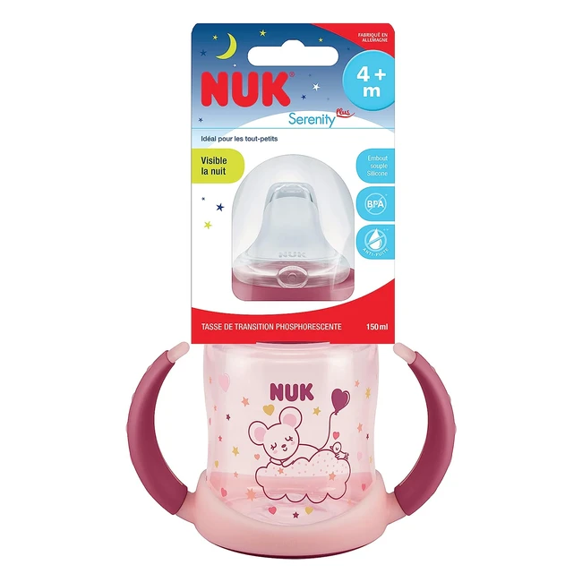 NUK Tasse d'apprentissage Serenity Nuit - Bec verseur en silicone - Antifuites - Sans BPA - 150ml - Rose