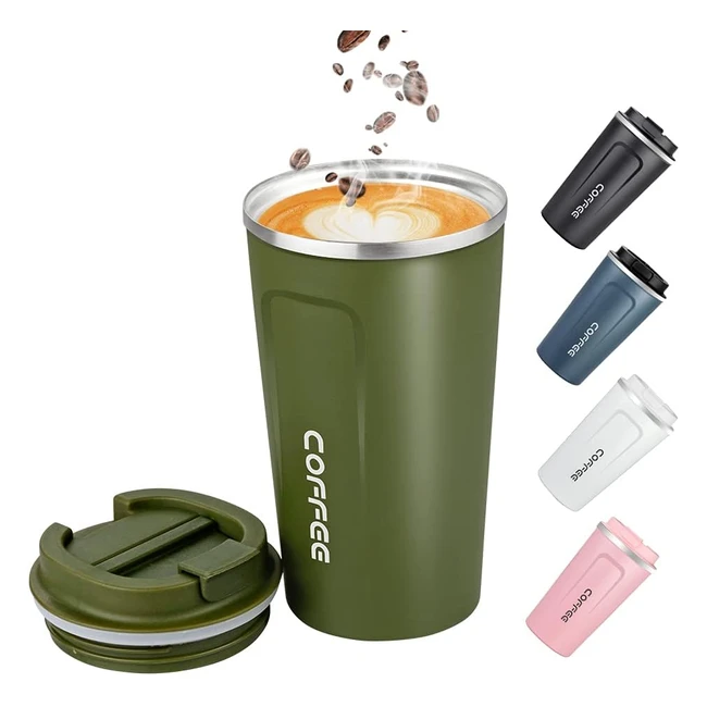 17oz Vacuum Insulated Travel Mug - Leakproof Stainless Steel Coffee Cup - Hot & Cold Drinks - Green