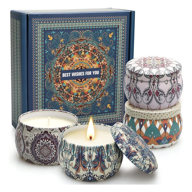 Coffret Bougies Parfumées 4 Pièces - Cadeau Saint-Valentin - Réf. 500g - Atmosphère Romantique et Apaisante