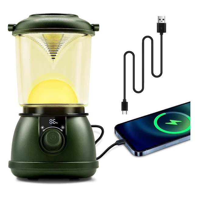 USB C Rechargeable LED Camping Lantern - Sinvitron Dimmable Lamp - 5 Light Modes - 5200mAh Power Bank