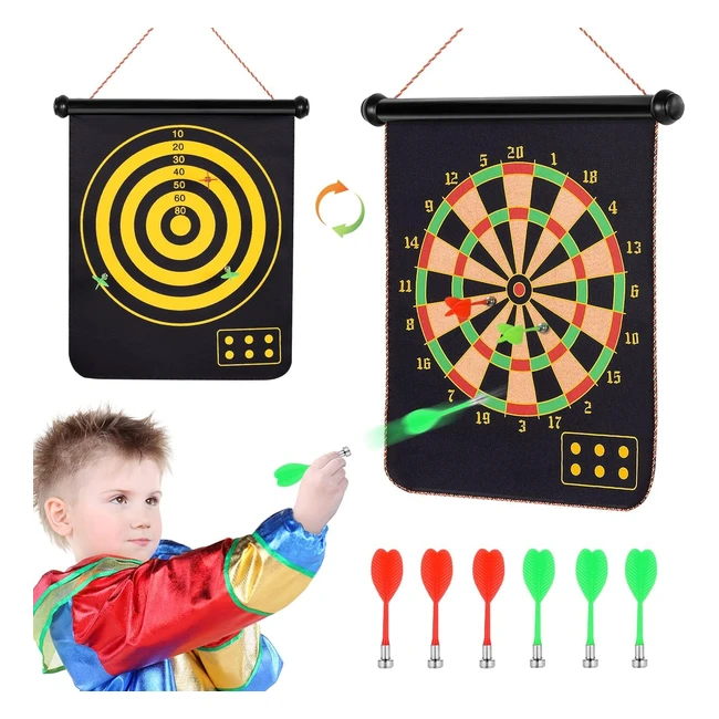 Terazis Powerful Double-Sided Magnet 15-Dart Board Set - Indoor and Outdoor Toys