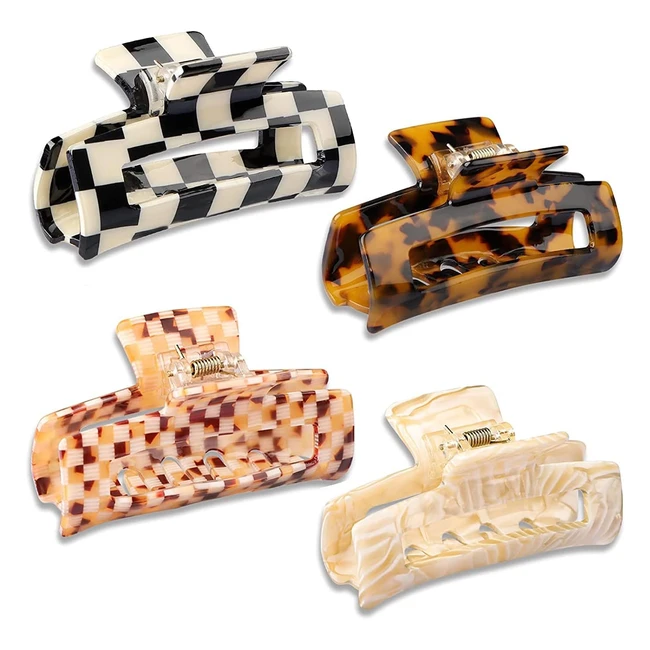 Stylish Hair Claw Clips - 4pcs - French Butterfly Jaw - Tortoise Shell Grip - fo
