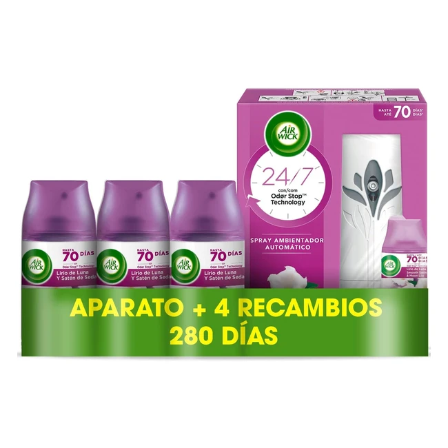Air Wick Pack 2 Lirio de Luna Aparato MS 4 Recambios Rosa - ¡Frescor duradero y consistente para tu hogar!