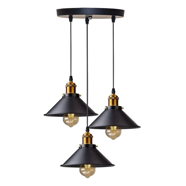 Suspension rétro industrielle Delipop 3 lumières avec support de plaque circulaire