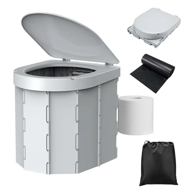 Wadeo Upgraded Camping Toilet - Portable Toilet for Adults - Sturdy Support - Comfortable Seat - Travel Toilet with Lid - Toilet Roll Holder