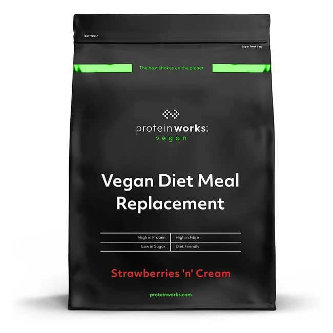 Protein Works Vegan Diet Meal Replacement Shake - 250 Cal - 14 Servings - Strawberries n Cream