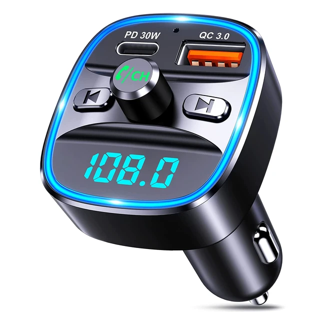 MOHARD Bluetooth Car Adapter TypeC PD 30W QC 30 - Fast Charging, Handsfree Calling, Wireless FM Radio