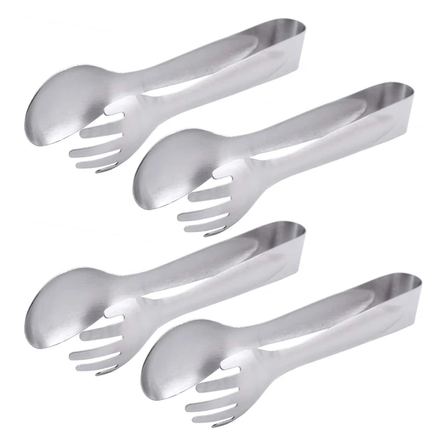 Hinmay 8inch Stainless Steel Salad Tongs Set of 4 - Durable and Easy to Use