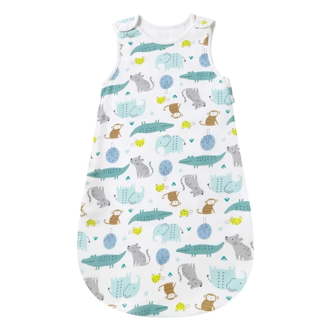 Mosebears Sacco a Pelo Primavera Estate - Coperta Lavabile con Animali da Cartone Animato - 10 Tog - Senza Maniche