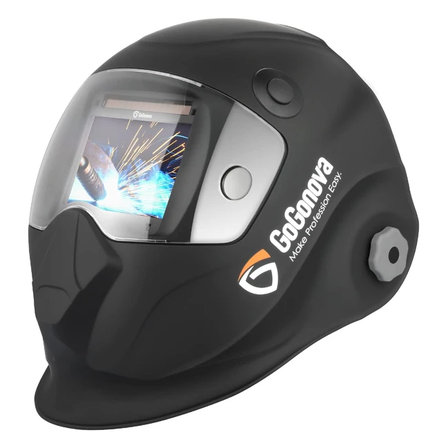 Maschera di saldatura ricaricabile solare USB-C Gogonova - Casco di saldatura auto-oscurante True Color - Grande visualizzazione con 4 sensori ad arco - Cappuccio di saldatura per MIG, TIG, plasma