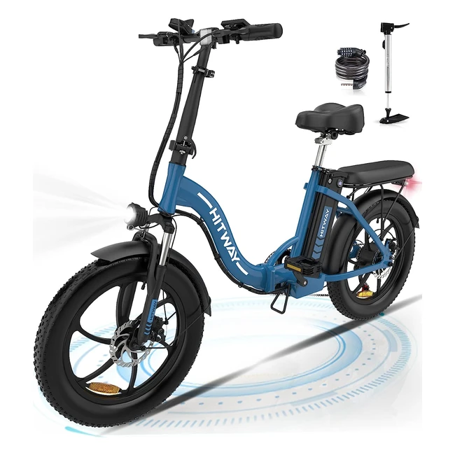 Vélo électrique pliable adulte Hitway VLO-20, batterie 36V 11.2Ah, moteur 250W, 35-90km/h, Shimano 7 vitesses