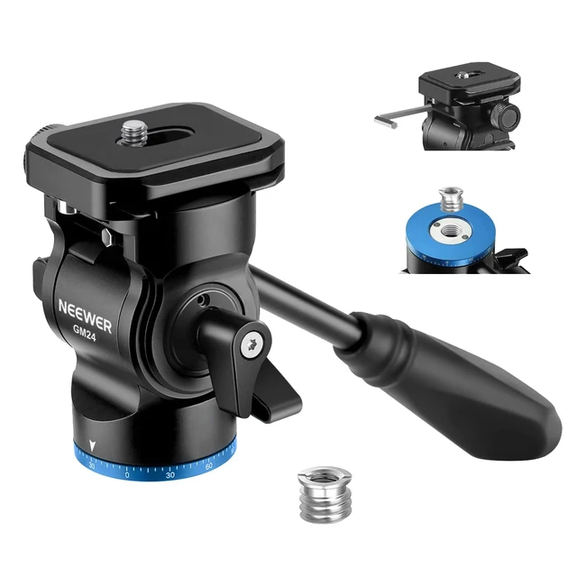 Neewer Tripod Fluid Head Pan Tilt Head with Arca Type Quick Release Plate | Compact Video Camera DSLR Camera | Load up to 66lb | GM24 Blue