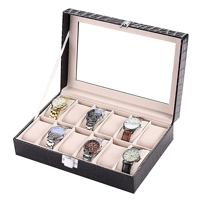 Caja de Relojes Tallgoo con 12 Compartimentos - Organizador y Exhibición