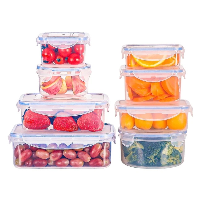 Recipientes de plástico herméticos sin BPA - Set de 8 piezas - Tiastar 02415L