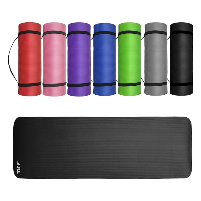 JLL Yoga Mat Thick 10mm Non-Slip | Pilates Workout Exercise Mat | Black/Blue/Purple/Pink/Green/Red | Camping Mat
