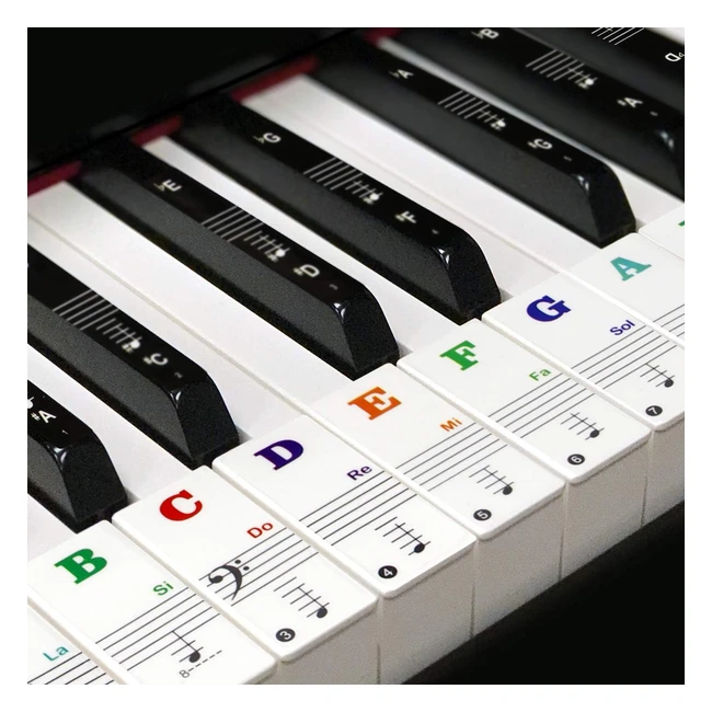 Piano Keyboard Stickers for 49546188 Key Keyboards - Bigger and Bold Letters