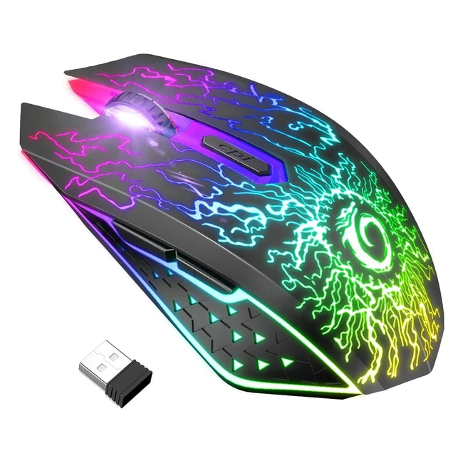 Mouse Gaming Wireless Ricaricabile VersionTech - 7 Luci RGB - Clic Silenzioso - USB 2.4G DPI a 3 Livelli