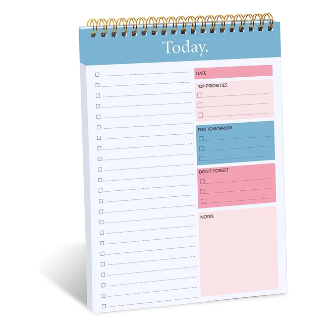 Daily Planner Notepad - Boost Productivity with Hourly Schedule - 52 Sheets - Te