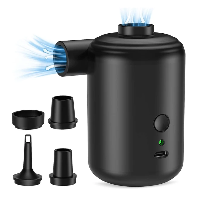 Bomba de Aire Eléctrica Recargable Portátil 3600mAh - Potente y Duradera - 4 Boquillas - Inflar/Desinflar - Ideal Camping Piscina Sofá