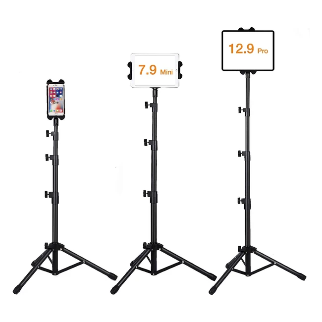 Height Adjustable iPad Floor Stand - 360 Rotating Tablet Holder Stand for iPhone, iPad Mini, iPad Air, iPad Pro - 55129