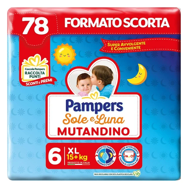 Pampers Sole e Luna Mutandino ExtraLarge Taglia 6 - 78 Pannolini
