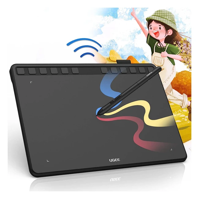 Tablette graphique sans fil Ugee S1060W 10x6 pouces avec stylet passif 8192 niveaux