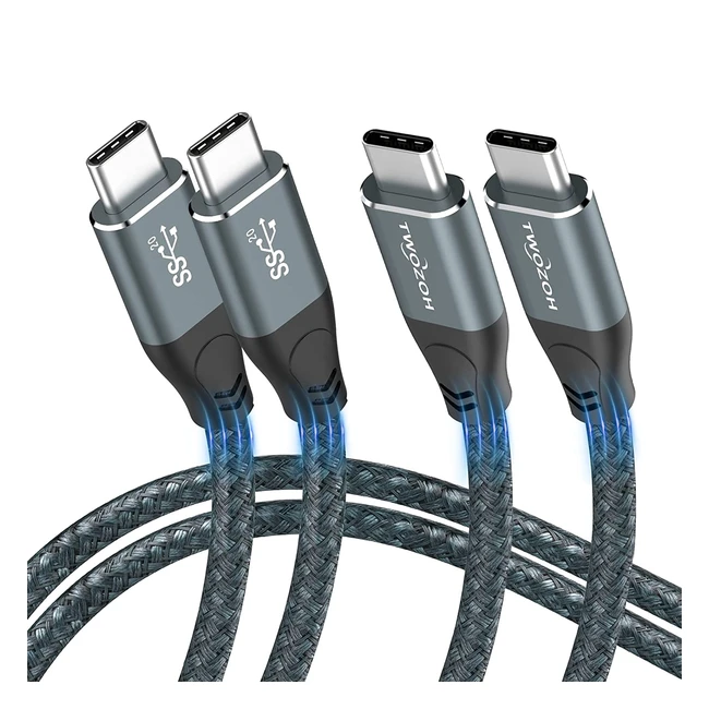 Cable USB-C a USB-C 100W 2m - Transferencia de Datos 20Gbps - Carga Rápida - Vídeo 4K60Hz