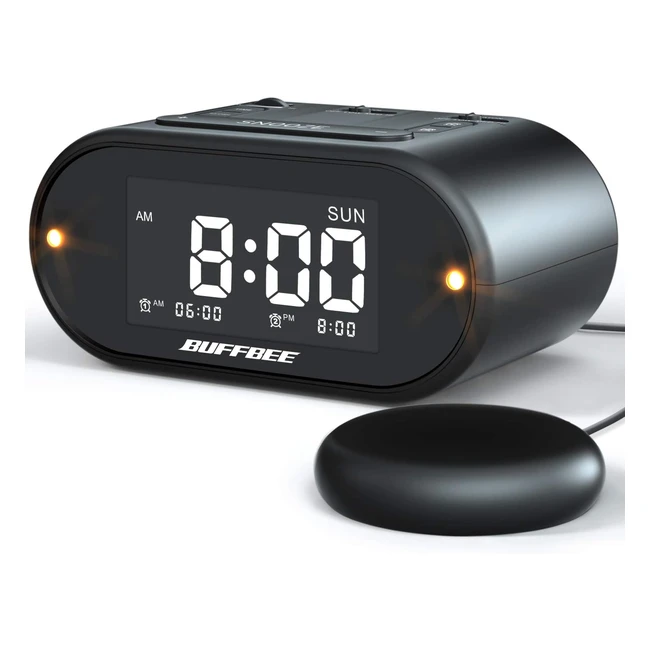 Buffbee Super Loud Alarm Clock with Bed Shaker - Wake Up Guaranteed