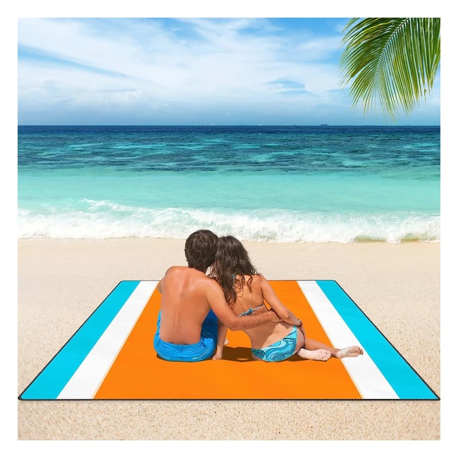 Isopho Beach Blanket Picnic Blanket Extra Large 79 87in Waterproof Sandproof Beach Mat with 4 Fixed Nails