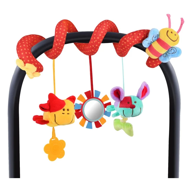 Vicloon Jouet de Poussette BBspirale - Jouets Idéal pour Berceaux et Poussettes - Jouets Suspendus - Jouets d'Activités de Voyage - Jouets en Peluche pour Cadeaux d'Anniversaire (Abeille)