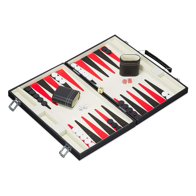 Set Backgammon Valigia Alta Qualità - Completo Accessori - L x P 47 x 36 cm - Nero