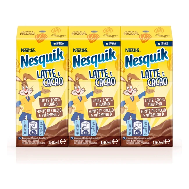 Nesquik Bevanda Pronta al Cacao Magro - 8 Confezioni da 3x180ml