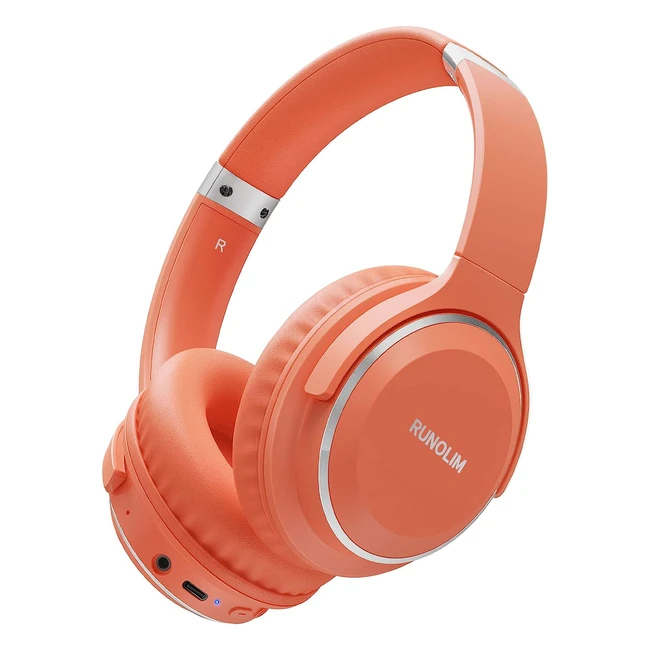 Runolim Bluetooth Headphones Over Ear - 65 Hours Playtime, Lightweight Foldable, Portable Stereo Bass Headsets