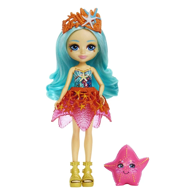 Enchantimals Royaume de Locan - Minipoupée Starla Toile de Mer - Jupe Amovible - Accessoires - Minifigurine Beamy - Jouet Enfant