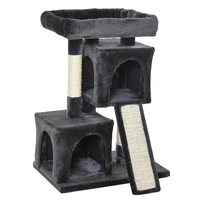 PawHut Cat Tree: Indoor Cats Activity Center, Climbing Tower, Black - 59x39x83cm