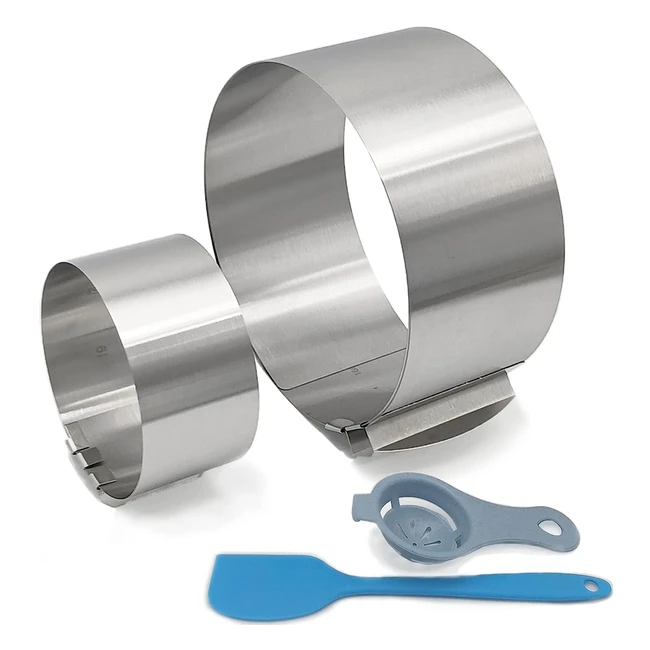 Lot de 2 cercles de pâtisserie extensibles - Grand anneau gâteau 16-30cm avec échelle - Petit cercle à entremet 6-10cm - Moule à gâteau pour desserts ronds