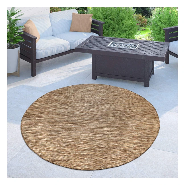 Tapis intérieur et extérieur balcon terrasse, cuisine monochrome moucheté, dimension 80 cm rond, couleur café