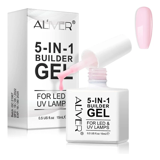 5 in 1 Builder Gel for Nail - Pink - 15ml - Strengthening Gel - Nail Extensions - Repair & Reinforcement